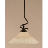 Capri Stem Pendant With Hang Straight Swivel Shown In Dark Granite Finish With 16 Gold Ice Glass