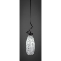 Capri Stem Mini Pendant With Hang Straight Swivel Shown In Dark Granite Finish With 5.5 Black Fusion Glass