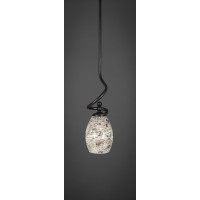 Capri Stem Mini Pendant With Hang Straight Swivel Shown In Dark Granite Finish With 5 Natural Fusion Glass