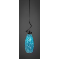 Capri Stem Mini Pendant With Hang Straight Swivel Shown In Dark Granite Finish With 5.5 Turquoise Fusion Glass