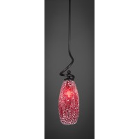 Capri Stem Mini Pendant With Hang Straight Swivel Shown In Dark Granite Finish With 5.5 Red Fusion Glass