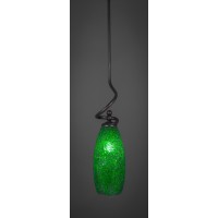 Capri Stem Mini Pendant With Hang Straight Swivel Shown In Dark Granite Finish With 5.5 Green Fusion Glass