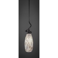 Capri Stem Mini Pendant With Hang Straight Swivel Shown In Dark Granite Finish With 5.5 Natural Fusion Glass