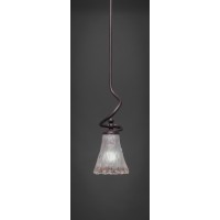 Capri Stem Mini Pendant With Hang Straight Swivel Shown In Dark Granite Finish With 5.5 Fluted Frosted Crystal Glass