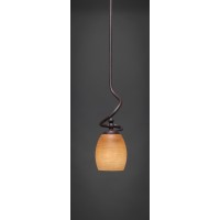 Capri Stem Mini Pendant With Hang Straight Swivel Shown In Dark Granite Finish With 5 Cayenne Linen Glass