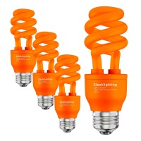 Sleeklighting 13 Watt Orange Spiral Cfl Light Bulb - Ul Approved- General Purpose Spiral Cfl Orange Light Bulbs - 120 Volt, E26 Medium Base. (Pack Of 4)