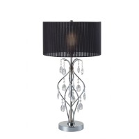 Sh Lighting 6738Bk Chrome Faux Crystal Spiral Table Lamp With Black Fabric Shade, 31 X 155 X 155