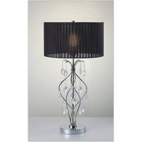 Sh Lighting 6738Bk Chrome Faux Crystal Spiral Table Lamp With Black Fabric Shade, 31 X 155 X 155