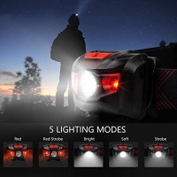 Vekkia Ultra Bright Led Headlamp-5 Lighting Modes,White & Red Leds Head Lamp, Camping Accessories Gear. Ipx6 Waterproof Headlight For Running,Cycling,Fishing,Hiking,Repairing. Batteries Included