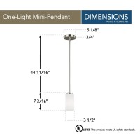 Sea Gull Lighting 6124601-962 Alturas Mini-Pendant Hanging Modern Fixture, One - Light, Brushed Nickel