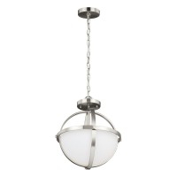 Sea Gull Lighting 7724602-962 Alturas Two-Light Semi-Flush Convertible Pendant With Etched White Inside Glass Shade, Brushed Nickel Finish