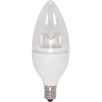 Satco S8950 Candelabra Light Bulb In White Finish, 3.75 Inches, 2, Clear