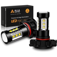 Alla Lighting Canbus 2504 Psx24W Led Fog Lights Bulbs 12276, 6000K Xenon White Xtreme Super Bright 80W High Power Chipsets12V Replacement