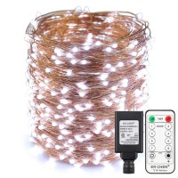 Er Chen 165Ft Led String Lights, 500 Led Fairy Starry Lights On 50M Copper Wire String Lights + 12V Dc Power Adapter + Rf Remote Control For Christmas (White)