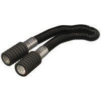 Versatile and helpful for repair work emergencies and more this double ended flexible work light features two super bright 12 LED lights in a durable flexible tube design that bends and holds any shape Requires 6 aaa batteries not included comes packaged 