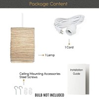 Youhavespace Asian Rice Paper Pendant Light Shade Kit For Boho Decor, Hanging Lamp With Plug-In Cord, Beige Lantern Lamp, Light Bulb Is Not Included