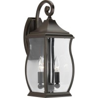 Progress Lighting Township Collection 2-Light Clear Beveled Glass New Traditional Outdoor Medium Wall Lantern Light Oil Rubbed Bronze