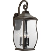 Progress Lighting Township Collection 3-Light Clear Beveled Glass New Traditional Outdoor Large Wall Lantern Light Oil Rubbed Bronze