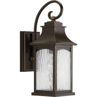 Progress Lighting Maison Collection 1-Light Water Seeded Glass Farmhouse Outdoor Small Wall Lantern Light Oil Rubbed Bronze