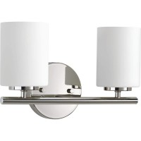 Replay Collection 2-Light Etched White Glass Modern Bath Vanity Light Polished Nickel