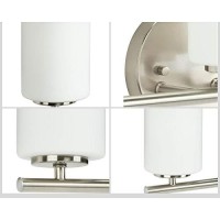 Replay Collection 3-Light Etched White Glass Modern Bath Vanity Light Brushed Nickel