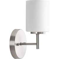 Progress Lighting Replay Collection 1-Light Etched White Glass Modern Bath Vanity Light Brushed Nickel, E26