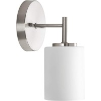 Progress Lighting Replay Collection 1-Light Etched White Glass Modern Bath Vanity Light Brushed Nickel, E26