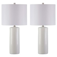 Signature Design By Ashley Steuben Textured Ceramic Table Lamp, 2 Count Lamps, 25