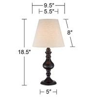 Regency Hill Ted Traditional Rustic Accent Table Lamp 18 12 High Dark Bronze Metal Touch On Off Beige Empire Shade For Bedroom Living Room House Home Bedside Nightstand Office Family