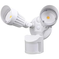 Leonlite Led Security Light, Motion Sensor Flood Lights Outdoor, Dusk To Dawn & Motion Detector 3 Modes, Adjustable 2-Head, Ip65 Waterproof, 20W(150W Equiv.), 5000K Daylight, Etl Listed, White