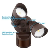 Leonlite Led Security Light, Motion Sensor Flood Lights Outdoor, Dusk To Dawn & Motion Detector 3 Modes, Adjustable 2-Head, Ip65 Waterproof, 20W(150W Equiv.), 5000K Daylight, Etl Listed, Bronze