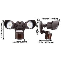 Leonlite Led Security Light, Motion Sensor Flood Lights Outdoor, Dusk To Dawn & Motion Detector 3 Modes, Adjustable 2-Head, Ip65 Waterproof, 20W(150W Equiv.), 5000K Daylight, Etl Listed, Bronze