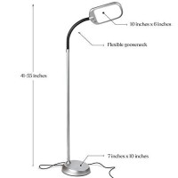 Brightech Litespan Slim - Super Bright Led Lamp For Reading & Crafts - Dimmable Lash Light With 3 Light Colors Incl. Natural Daylight - Adjustable Gooseneck Pole Lamp For Offices - Silver