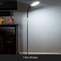 Brightech Litespan Slim - Super Bright Led Lamp For Reading & Crafts - Dimmable Lash Light With 3 Light Colors Incl. Natural Daylight - Adjustable Gooseneck Pole Lamp For Offices - Silver