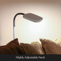 Brightech Litespan Slim - Super Bright Led Lamp For Reading & Crafts - Dimmable Lash Light With 3 Light Colors Incl. Natural Daylight - Adjustable Gooseneck Pole Lamp For Offices - Silver