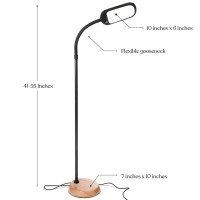 Brightech Litespan Slim Floor Lamp, Modern Led Lamp For Living Rooms & Offices, Tall Lamp With Adjustable Gooseneck, Work Light For Crafts, Dimmable Standing Lamp For Bedroom Reading - Wood