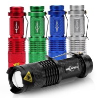 Mikafen 5Pack Flashlights Mini Led Flashlight 300Lm 3 Modes (Light - Low Light - Strobe) Adjustable Focus Zoomable Flashlight