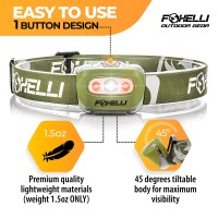 Foxelli Led Headlamp Flashlight For Adults Kids Running Camping Hiking Head Lamp With White Red Light Lightweight Waterp