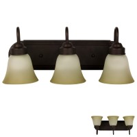 Bennington Three Globe Bathroom Vanity Light Bar Bath Fixture, Oil Rubbed Bronze With Frosted Glass And Tinted Highlights