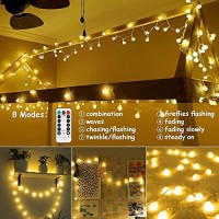 Echosari [Remote & Timer] 16 Feet 50 Led Outdoor Globe String Lights 8 Modes Battery Operated Frosted White Ball Fairy Light(Dimmable, Ip65 Waterproof, Warm White)