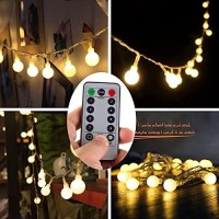 Echosari [Remote & Timer] 16 Feet 50 Led Outdoor Globe String Lights 8 Modes Battery Operated Frosted White Ball Fairy Light(Dimmable, Ip65 Waterproof, Warm White)