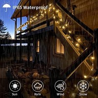 Echosari [Remote & Timer] 16 Feet 50 Led Outdoor Globe String Lights 8 Modes Battery Operated Frosted White Ball Fairy Light(Dimmable, Ip65 Waterproof, Warm White)