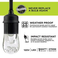 Enbrighten Classic Led Cafe String Lights, Black, 48 Foot Length, 24 Impact Resistant Lifetime Bulbs, Premium, Shatterproof, Weatherproof, Indoor/Outdoor, Commercial Grade, Ul Listed, 31664