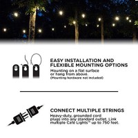 Enbrighten Classic Led Cafe String Lights, Black, 48 Foot Length, 24 Impact Resistant Lifetime Bulbs, Premium, Shatterproof, Weatherproof, Indoor/Outdoor, Commercial Grade, Ul Listed, 31664