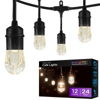 Enbrighten Classic Warm White String Lights 24Ft Black Cord 12 Shatterproof Acrylic Bulbs Weatherproof Outdoor String Lights