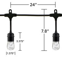 Enbrighten Classic Warm White String Lights 24Ft Black Cord 12 Shatterproof Acrylic Bulbs Weatherproof Outdoor String Lights