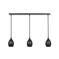 3 Light Linear Pendalier With Hang Straight Swivels Shown In Dark Granite Finish With 5 Dark Granite Oval Metal Shade