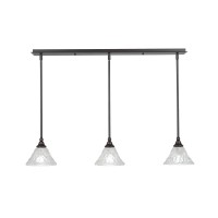 3 Light Linear Pendalier With Hang Straight Swivels Shown In Dark Granite Finish With 7 Italian Bubble Glass