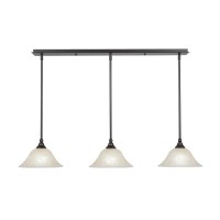 3 Light Linear Pendalier With Hang Straight Swivels Shown In Dark Granite Finish With 10 Amber Marble Glass