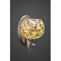 Zilo Wall Sconce Shown In Graphite Finish With 6 Sea Mist Seashell Glass